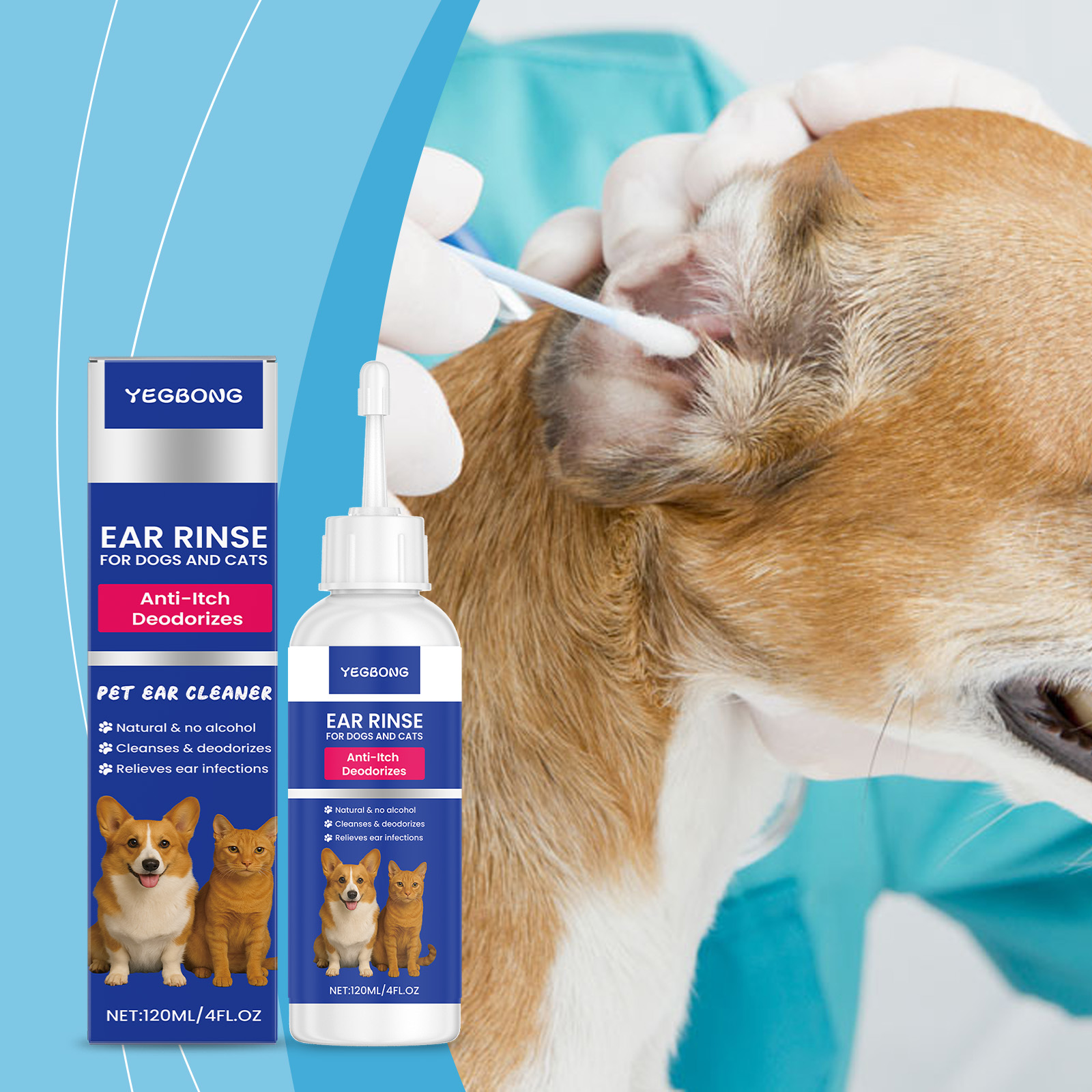 Pet Ear Cleaner - Haustier-Ohrenreiniger für Hunde und Katzen, sanfte