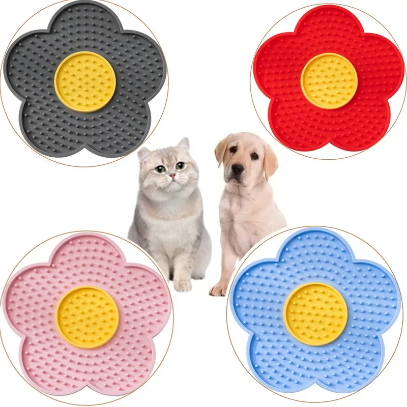 Cat Litter Mat - Haustierbedarf Katzen-Leckmatte Sonnenblumenform Silikon-Hunde-Leckplatte Niedliche Haustier-Leckmatte