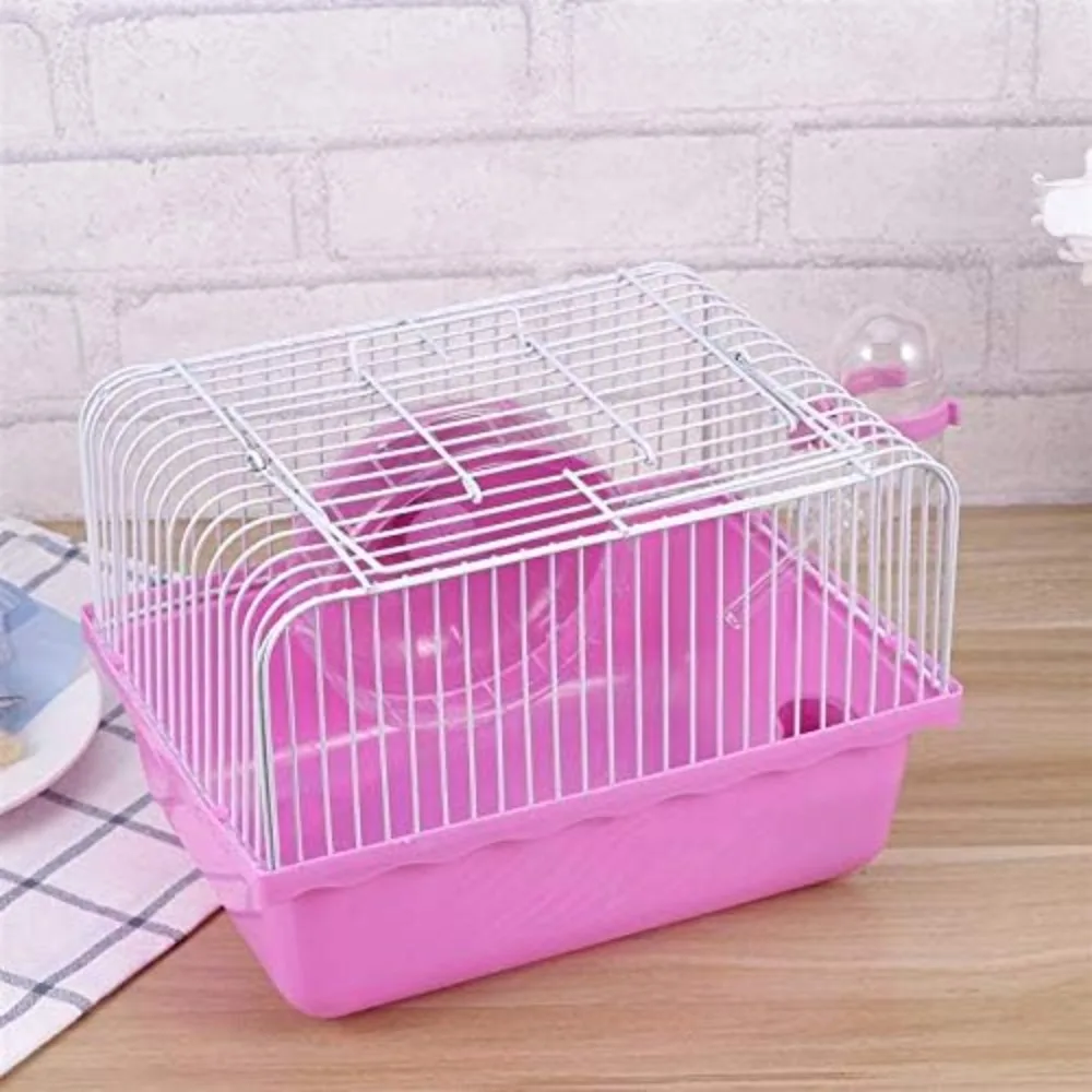 Hamster Cage Wheel - Haustier-Hamster-Käfig mit Laufrad, Wasserflasche, Lebensmittel, tragbarer